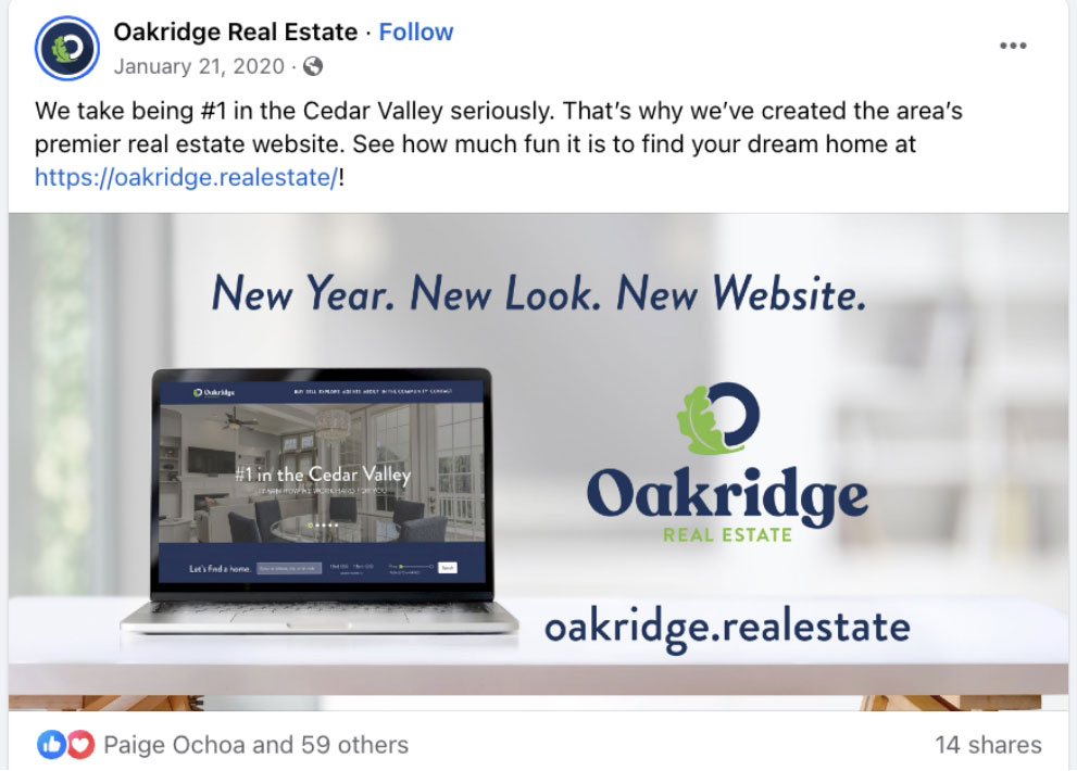 Oakridge real estate website social